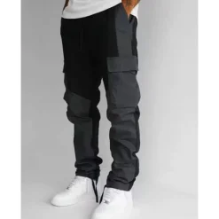 Clearance OUKU Men's Cargo Pants Cargo Trousers Pocket Color Block Comfort Breathable Outdoor Daily Going out Fashion Casual Black