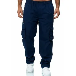 New OUKU Men's Cargo Pants Cargo Trousers Work Pants Elastic Waist Multi Pocket Straight Leg Plain Work Simple Casual Navy ArmyGreen