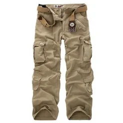 OUKU Men's Cargo Pants Cargo Trousers Tactical Pants Trousers Camo Pants Leg Drawstring Multi Pocket Camouflage Outdoor Work Streetwear Tactical Prairie camouflage naturals