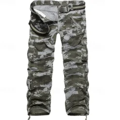 OUKU Men's Cargo Pants Cargo Trousers Tactical Pants Trousers Camo Pants Leg Drawstring Multi Pocket Camouflage Outdoor Work Streetwear Tactical Prairie camouflage naturals