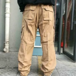 Sale OUKU Men's Cargo Pants Cargo Trousers Combat Trousers Pocket Plain Comfort Soft Outdoor Daily Going out Casual Big and Tall Black Green