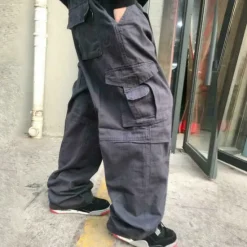 Sale OUKU Men's Cargo Pants Cargo Trousers Combat Trousers Pocket Plain Comfort Soft Outdoor Daily Going out Casual Big and Tall Black Green