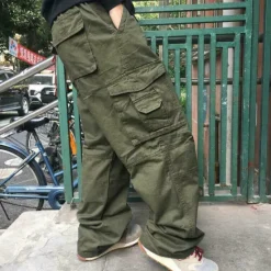 Sale OUKU Men's Cargo Pants Cargo Trousers Combat Trousers Pocket Plain Comfort Soft Outdoor Daily Going out Casual Big and Tall Black Green