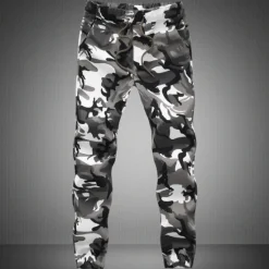 Online OUKU Men's Cargo Pants Cargo Trousers Joggers Pocket Camouflage Comfort Breathable Outdoor Daily Going out 100% Cotton Fashion Casual White Army Green