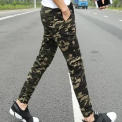 Online OUKU Men's Cargo Pants Cargo Trousers Joggers Pocket Camouflage Comfort Breathable Outdoor Daily Going out 100% Cotton Fashion Casual White Army Green