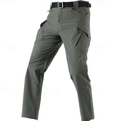 Sale OUKU Men's Cargo Pants Cargo Trousers Tactical Pants Trousers Hiking Pants Elastic Waist Multi Pocket Plain Waterproof Quick Dry Full Length Outdoor Casual Camping & Hiking Fashion Streetwear Black Green