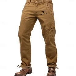 Online OUKU Men's Cargo Pants Cargo Trousers Work Pants Multi Pocket Graphic Cow Arrow Outdoor Full Length Outdoor Sports Outdoor Casual Vintage Sports Yellow Army Green Micro-elastic