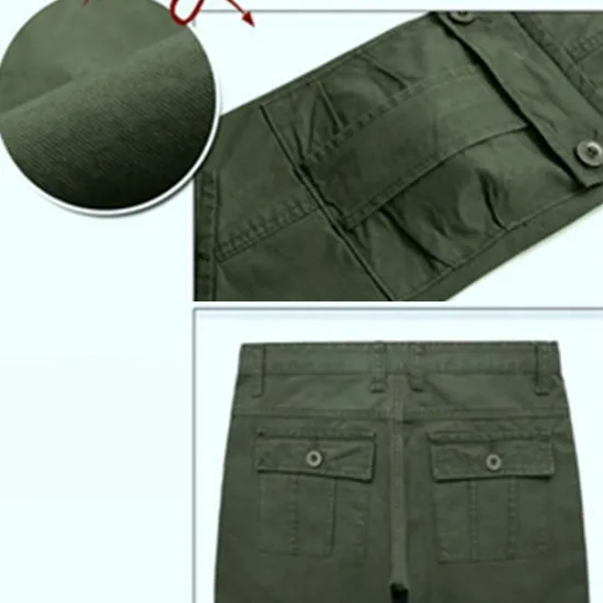 Sale OUKU Men's Cargo Pants Combat Trousers 8 Pocket Plain Breathable Lightweight Full Length Casual Daily Trousers ArmyGreen Black Micro-elastic
