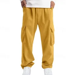 Online OUKU Men's Cargo Pants Corduroy Pants Trousers Multi Pocket Straight Leg Plain Wearable Outdoor Daily Camping & Hiking Fashion Classic Black White
