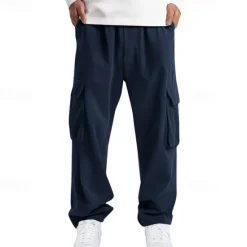 Online OUKU Men's Cargo Pants Corduroy Pants Trousers Multi Pocket Straight Leg Plain Wearable Outdoor Daily Camping & Hiking Fashion Classic Black White