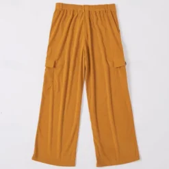 Online OUKU Men's Cargo Pants Corduroy Pants Trousers Casual Pants Pocket Elastic Waist Multi Pocket Plain Comfort Soft Full Length Outdoor Daily Going out Fashion Streetwear Black Brown Micro-elastic