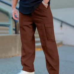 Discount OUKU Men's Cargo Pants Corduroy Pants Tactical Pants Trousers Elastic Waist Drawstring Multi Pocket Plain Wearable Outdoor Daily Camping & Hiking Fashion Classic Black Army Green