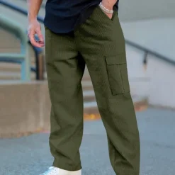 Discount OUKU Men's Cargo Pants Corduroy Pants Tactical Pants Trousers Elastic Waist Drawstring Multi Pocket Plain Wearable Outdoor Daily Camping & Hiking Fashion Classic Black Army Green