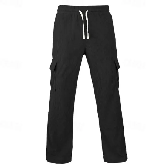 Outlet OUKU Men's Cargo Pants Corduroy Pants Trousers Cargo Sweatpants Elastic Waist Drawstring Multi Pocket Plain Wearable Outdoor Daily Camping & Hiking Fashion Classic Black Khaki