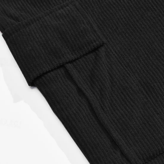 Outlet OUKU Men's Cargo Pants Corduroy Pants Trousers Cargo Sweatpants Elastic Waist Drawstring Multi Pocket Plain Wearable Outdoor Daily Camping & Hiking Fashion Classic Black Khaki