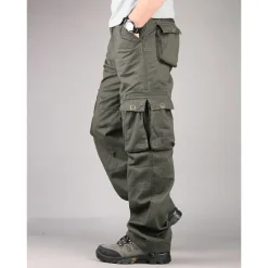 OUKU Men's Cargo Pants Hiking Pants Trousers Work Pants Military Outdoor Ripstop Breathable Quick Dry Multi Pockets Bottoms 6 Pockets Black Green Cotton Hunting Fishing Climbing 30 32 34 36 38