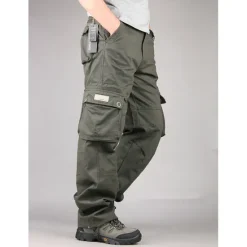 OUKU Men's Cargo Pants Hiking Pants Trousers Work Pants Military Outdoor Ripstop Breathable Quick Dry Multi Pockets Bottoms 6 Pockets Black Green Cotton Hunting Fishing Climbing 30 32 34 36 38