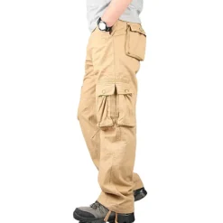 OUKU Men's Cargo Pants Hiking Pants Trousers Work Pants Military Outdoor Ripstop Breathable Quick Dry Multi Pockets Bottoms 6 Pockets Black Green Cotton Hunting Fishing Climbing 30 32 34 36 38