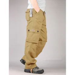 OUKU Men's Cargo Pants Hiking Pants Trousers Work Pants Military Outdoor Ripstop Breathable Quick Dry Multi Pockets Bottoms 6 Pockets Black Green Cotton Hunting Fishing Climbing 30 32 34 36 38