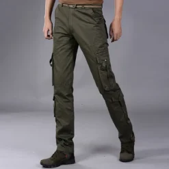 Sale OUKU Men's Cargo Pants Hiking Pants Trousers Work Pants Military Outdoor Loose Ripstop Multi-Pockets Breathable Multi Pockets Pants / Trousers Bottoms Black Army Green Cotton Work Camping / Hiking Hunting