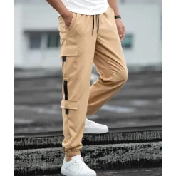 Discount OUKU Men's Cargo Pants Joggers Cargo Joggers Trousers Drawstring Elastic Waist Multi Pocket Plain Wearable Outdoor Daily Camping & Hiking Fashion Classic Black Blue