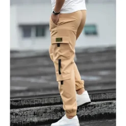 Discount OUKU Men's Cargo Pants Joggers Cargo Joggers Trousers Drawstring Elastic Waist Multi Pocket Plain Wearable Outdoor Daily Camping & Hiking Fashion Classic Black Blue