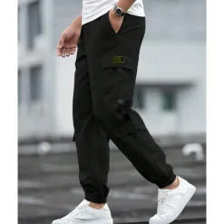 Discount OUKU Men's Cargo Pants Joggers Cargo Joggers Trousers Drawstring Elastic Waist Multi Pocket Plain Wearable Outdoor Daily Camping & Hiking Fashion Classic Black Blue