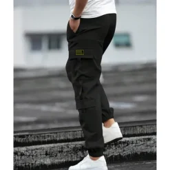 Discount OUKU Men's Cargo Pants Joggers Cargo Joggers Trousers Drawstring Elastic Waist Multi Pocket Plain Wearable Outdoor Daily Camping & Hiking Fashion Classic Black Blue