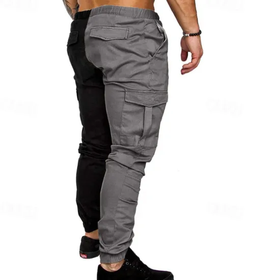 OUKU Men's Cargo Pants Joggers Trousers Drawstring Elastic Waist Multi Pocket Color Block Wearable Outdoor Daily Camping & Hiking Fashion Classic Army Green Khaki