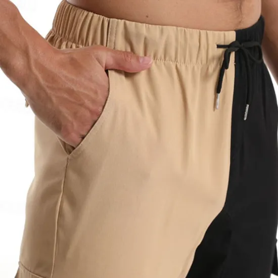 OUKU Men's Cargo Pants Joggers Trousers Drawstring Elastic Waist Multi Pocket Color Block Wearable Outdoor Daily Camping & Hiking Fashion Classic Army Green Khaki