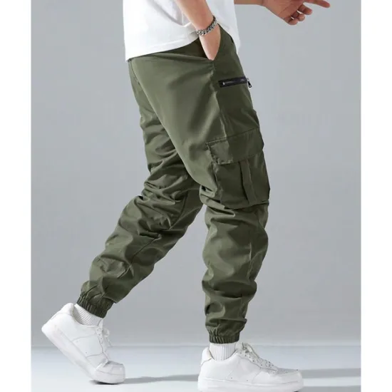 Clearance OUKU Men's Cargo Pants Joggers Trousers Elastic Waist Multi Pocket Plain Wearable Outdoor Daily Casual Black Army Green