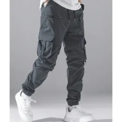Clearance OUKU Men's Cargo Pants Joggers Trousers Elastic Waist Multi Pocket Plain Wearable Outdoor Daily Casual Black Army Green