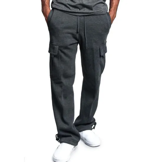 Hot OUKU Men's Cargo Pants Sweatpants Joggers Trousers Cargo Sweatpants Wide Leg Solid Color Full Length Sports Outdoor Daily Classic Casual Loose Fit Black White