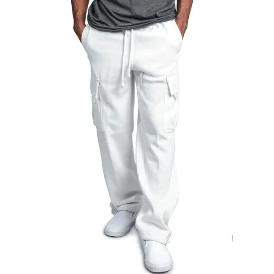 Hot OUKU Men's Cargo Pants Sweatpants Joggers Trousers Cargo Sweatpants Wide Leg Solid Color Full Length Sports Outdoor Daily Classic Casual Loose Fit Black White