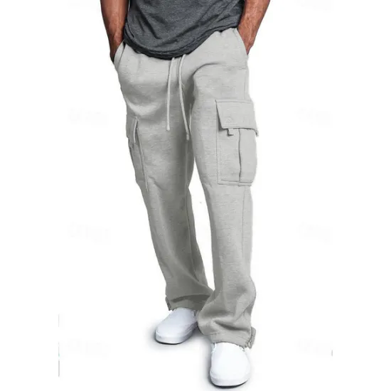Hot OUKU Men's Cargo Pants Sweatpants Joggers Trousers Cargo Sweatpants Wide Leg Solid Color Full Length Sports Outdoor Daily Classic Casual Loose Fit Black White