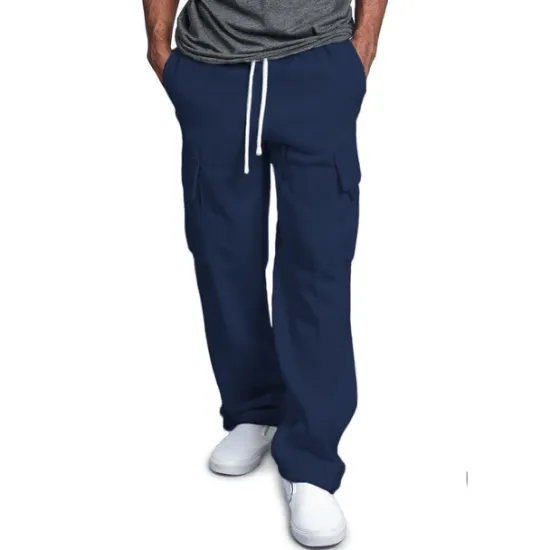 Hot OUKU Men's Cargo Pants Sweatpants Joggers Trousers Cargo Sweatpants Wide Leg Solid Color Full Length Sports Outdoor Daily Classic Casual Loose Fit Black White