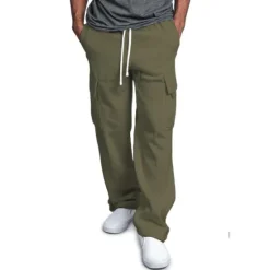 Hot OUKU Men's Cargo Pants Sweatpants Joggers Trousers Cargo Sweatpants Wide Leg Solid Color Full Length Sports Outdoor Daily Classic Casual Loose Fit Black White