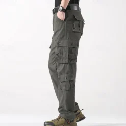 Clearance OUKU Men's Cargo Pants Tactical Pants Trousers Buttons Multi Pocket Plain Wearable Outdoor Daily Camping & Hiking Fashion Classic Dark Khaki Grass Green