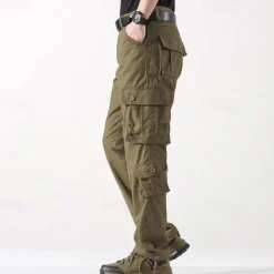 Clearance OUKU Men's Cargo Pants Tactical Pants Trousers Buttons Multi Pocket Plain Wearable Outdoor Daily Camping & Hiking Fashion Classic Dark Khaki Grass Green