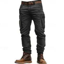Best OUKU Men's Cargo Pants Tactical Pants Trousers Hiking Pants Buttons Multi Pocket Plain Wearable Outdoor Camping & Hiking Casual Athleisure Black Army Green