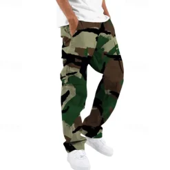 Best OUKU Men's Cargo Pants Tactical Pants Trousers Buttons Multi Pocket Straight Leg Camouflage Wearable Outdoor Daily Camping & Hiking Fashion Classic Black Army Green