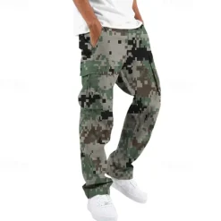 Best OUKU Men's Cargo Pants Tactical Pants Trousers Buttons Multi Pocket Straight Leg Camouflage Wearable Outdoor Daily Camping & Hiking Fashion Classic Black Army Green