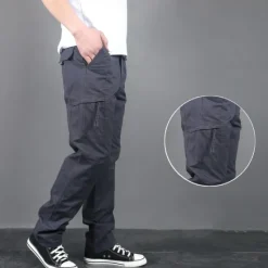 Sale OUKU Men's Cargo Pants Tactical Pants Trousers Hiking Pants Buttons Elastic Waist Multi Pocket Plain Quick Dry Wearable Outdoor Daily Camping & Hiking Fashion Classic Black Army Green