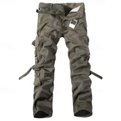OUKU Men's Cargo Pants Tactical Pants Trousers Buttons Multi Pocket Plain Wearable Outdoor Daily Camping & Hiking Fashion Classic Grass Green Black