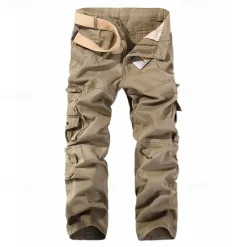 Hot OUKU Men's Cargo Pants Tactical Pants Trousers Buttons Multi Pocket Plain Wearable Outdoor Daily Camping & Hiking Fashion Classic ArmyGreen Black