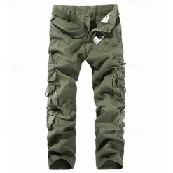 Hot OUKU Men's Cargo Pants Tactical Pants Trousers Buttons Multi Pocket Plain Wearable Outdoor Daily Camping & Hiking Fashion Classic ArmyGreen Black