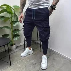 Sale OUKU Men's Cargo Pants Tapered pants Trousers Drawstring Elastic Waist Multi Pocket Plain Wearable Outdoor Daily Camping & Hiking Fashion Classic Black Army Green