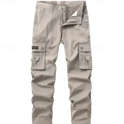 Hot OUKU Men's Cargo Pants Trousers Buttons Multi Pocket Plain Quick Dry Moisture Wicking Full Length Outdoor Daily Camping & Hiking Fashion Classic Black Army Green