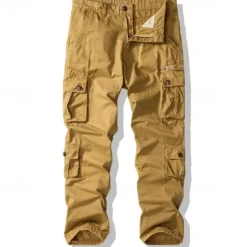 Best OUKU Men's Cargo Pants Trousers Buttons Multi Pocket Plain Wearable Outdoor Daily Camping & Hiking Fashion Classic ArmyGreen turmeric