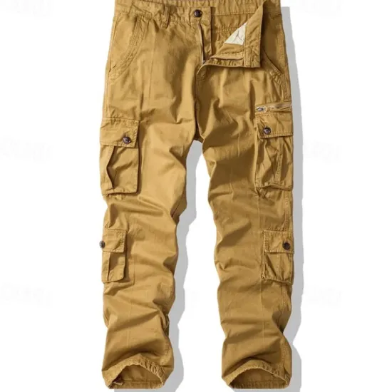 Best OUKU Men's Cargo Pants Trousers Buttons Multi Pocket Plain Wearable Outdoor Daily Camping & Hiking Fashion Classic ArmyGreen turmeric
